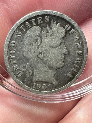 Moneda de diez centavos de barbero 1900 Foto 1 de 2