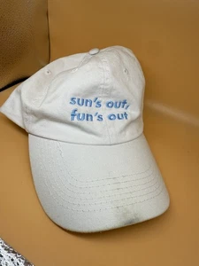 Apollo Hat Cap Strap Back White Sun's Out Fun's Out Embroidered Slogan Mens - Picture 1 of 4