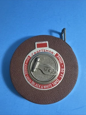 VINTAGE SEARS CRAFTSMAN BLACK & WHITE TAPE MEASURE NO. 39001 - 50 FT (CH) - Image 1 of 4
