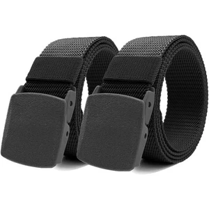 2 Pack Nylon Belts for Men Military Tactical Slide Plastic Buckle Belt Adjust... - Picture 1 of 7
