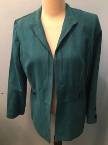 Dana Kay Women's Sz 16 Turquoise Suede Like Lightweight Jacket/Coverup EUC - Picture 1 of 10