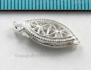 1x STERLING SILVER 1-STRAND CLASSIC FILIGREE NUT PEARL BOX CLASP 16mm #746 - Picture 1 of 3