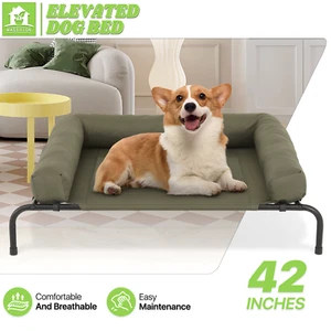 Cunas de malla al aire libre elevada de 42" para perro mascota malla elevadas antideslizantes con reposacabezas - Imagen 1 de 12