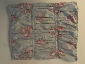 Simply Shabby Chic Kissenbezug Blau Rosa Kohlrose Gerafft Eschengut 20"x25" - Bild 1 von 6