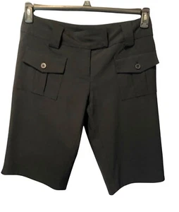 Cache Black Shorts Poly Spandex Stretch Sz 10/12 front pockets side vent / split - Picture 1 of 6