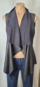 Bagatelle Ladies Black Faux Suede Leather Metallic Vest Open Front Sz Medium - Picture 1 of 11