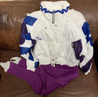 Rare Vintage Fila Italian Ski Team Ski Suit Women’s Sz 8 Stretch Fabric - Image 1 of 4