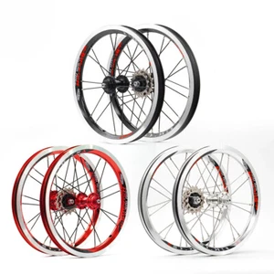 14in Folding Bike Wheelset 16 20H Sealed Bearings Hub BMX Bicycle V Brake Wheels - Picture 1 of 38