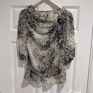 Ted Baker Women’s 100% Silk Blouse 3/4 Sleeve Sheer Size Number 2  - Picture 1 of 5