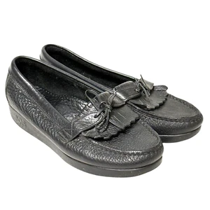 SAS Black Tie Kiltie Loafers Moc Toe Tripad Comfort USA Womens 7.5 W Pebbled - Picture 1 of 10