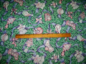 SHABBY COTTAGE ORNAMENTS PINE RIBBONS CHRISTMAS PRINT FABRIC BTHY quilt - Picture 1 of 1