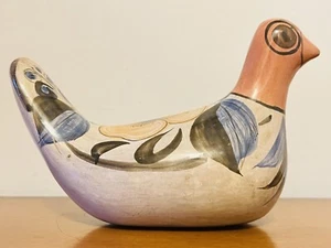 Vintage Tonala Pottery Bird Dove Figurine Hand Painted Mexican Folk Art - Picture 1 of 6