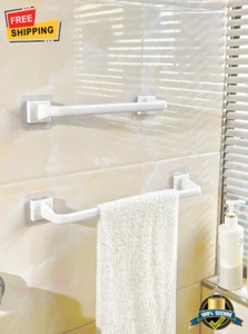1 pc Wall-Mounted Towel & Slipper Rack No-Drill Bathroom Storage Shelf Organizer - Picture 1 of 36