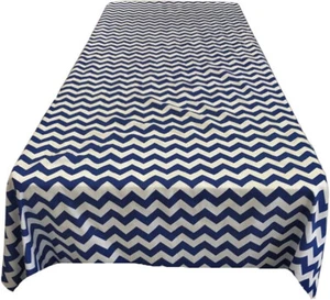 Chevron/Zig Zag Print Poly Cotton Rectangular Tablecloth - Picture 1 of 1