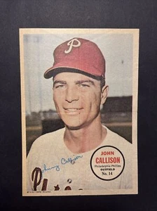 1967 TOPPS BASEBALL PIN-UP INSERT * John Callison Phi Phillies - Outfield 14/32 - Picture 1 of 2