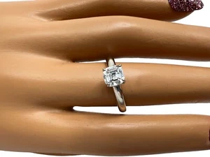 Engagement Solitaire Ring Asscher Cut CZ Gemstone solid 925 Sterling Silver sz 8 - Picture 1 of 12