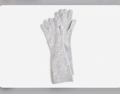 J. Crew NWT Fancy Long Crystal Gloves in Supersoft Yarn - Heather Gray - Image 1 of 2