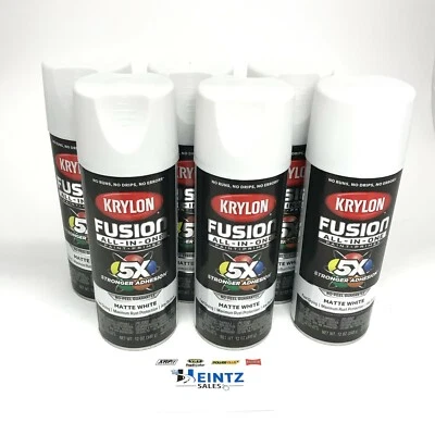 KRYLON 2764-6 PACK MATTE WHITE All-In-One Fusion Paint & Primer - No-Peel - 12oz - Image 1 of 3