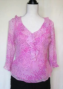 ECI NEW YORK Pink, Floral, Silk blouse, size S - Picture 1 of 9