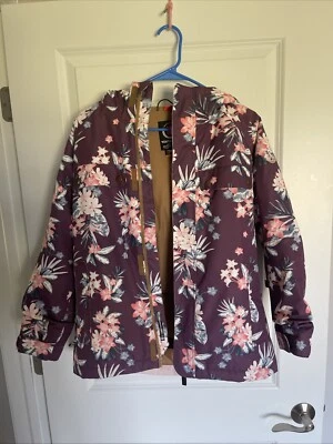 686 青少年大号滑雪板滑雪夹克花朵紫色  — 第 1/4 张图片