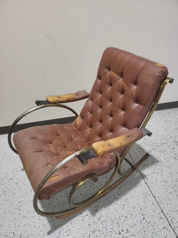 Vintage Mid Century Modern Woodard Rocking Chair Rocker Leather MCM NEEDS REFURB Cover