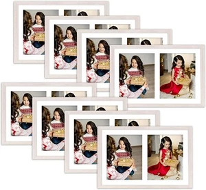 12x19 White Collage Frame with White Mat for 2 8x10 Photos Real Glass 8 Pack - Picture 1 of 7