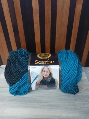Lion Brand 209 Charcoal / Aqua Scarfie Yarn - Image 1 of 2