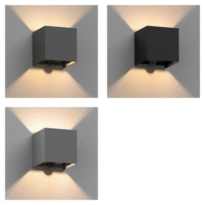 Wandleuchte CUBEL für außen, IP65, Up-/Downlight, Bewegungsmelder, anthrazit - Bild 1 von 4