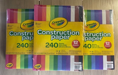 Строительная бумага Crayola 12 разных цветов 3 x 240 = 720 листов 9 дюймов x 12 дюймов - Изображение 1 из 3