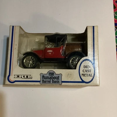 Ertl 1918 Runabout Barrel Bank Die Cast Metal True Value Ford Car - Image 1 of 4