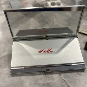 J Moor Folding Mirror & Stand Goldtone Metal Push Button MCM - Picture 1 of 5