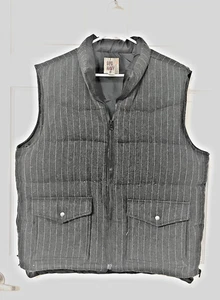 Vintage Old Navy Men’s Lined Wool Blend Gray Puffy Stipped Vest Size XL - Picture 1 of 4