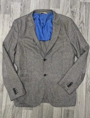 J Lindeberg Slim Fit Virgin Wool Blend Grey Herringbone Jacket Size 54R - Image 1 of 4