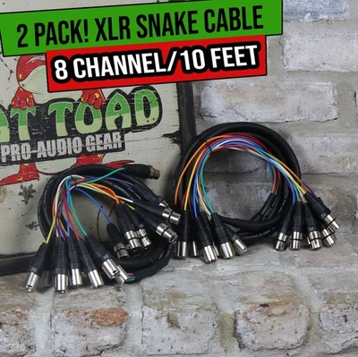 (2x Set) XLR Snake Wires 8 Channel 10 FT | Microphone DMX Hub DJ Digital Mixer - Image 1 of 4