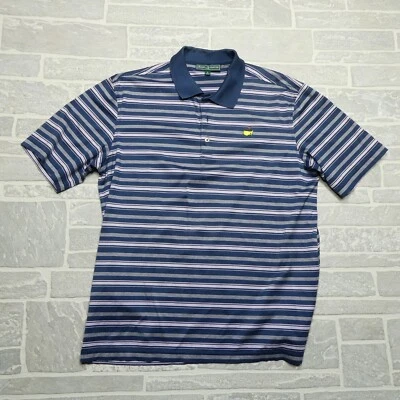 Camisa Polo Masters Collection Adulto L Púrpura Rayas Manga Corta Algodón Pima Foto 1 de 4