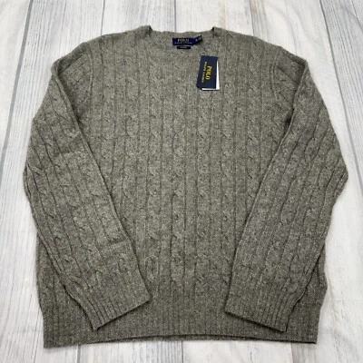 NUEVO CON ETIQUETAS POLO Ralph Lauren Suéter de Cachemira XL Clásico Tejido con Cable Pullover para Hombres $498 Foto 1 de 4