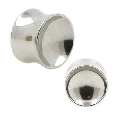 Stahl Massiver Sattel Plug Konkave Oberfläche 6-20mm Ohr Piercing Schmuck silber - Bild 1 von 2