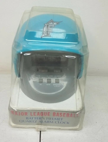 Sportstime By Bulova Florida Marlins Helmet Quartz LCD Alarm Clock Snooze Light Cover