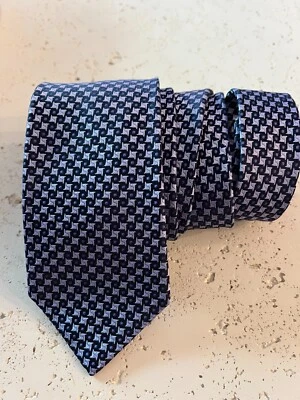 Auténtico $350 nuevo sin etiquetas Corbata de cuello tejida con logotipo azul marino/azul claro VALENTINO 58" Foto 1 de 4