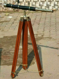 Standing Solid brass Silver Finished 39 inch telescope with wooden tripod stand - Picture 1 of 7