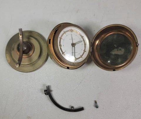 VINTAGE RENSIE WATCH CORP BRASS GLOBE DESK SHELF ALARM CLOCK NEEDS REPAIR C250 Cover