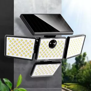 Solar Outdoor Light 2200LM 6500K LED Security Light,4 Heads Motion Sensor Light - Picture 1 of 7