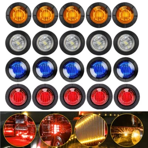 3/4" 12V Truck Marker Lights LED Trailer Round Side Bullet Light Amber Red Lamps - Picture 1 of 55