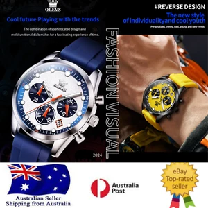 Luxury Quartz Men's Watch Silicone Strap Multifunctional Timing Code Classic - Picture 1 of 17