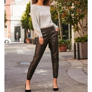 Spanx Faux Leather Jogger Pants Women’s Size S Pull On Black - Picture 1 of 10