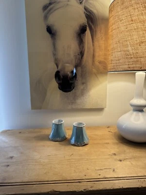 一对5英寸落绿松石丝绸织物铃灯灯罩复古金色装饰 — 第 1/4 张图片