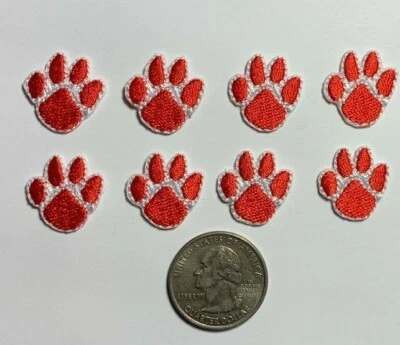paw patch iron on red white dog animal paw print 3/4" size paw patch 8 pc. lot - Image 1 of 4