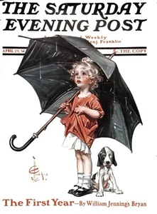 Saturday Evening Post 1914 Cover Reproduktion Giclee Druck Mädchen und ihr Hund - Bild 1 von 1