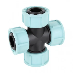 PP Fitting Kreuzstück 4x 1" Innengewinde Swivel Überwurfmutter mit O-Ring - Bild 1 von 1