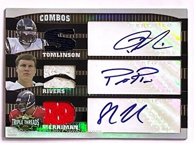 2006 Topps Triple Thread Auto Relic TOMLINSON/RIVERS/MERRIMAN /27 CHARGERS - Image 1 of 2